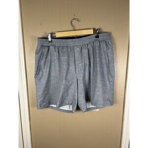 Lululemon Swim Shorts Mens XXL Blue Gray Channel Cross Mesh Lined 7" Pockets